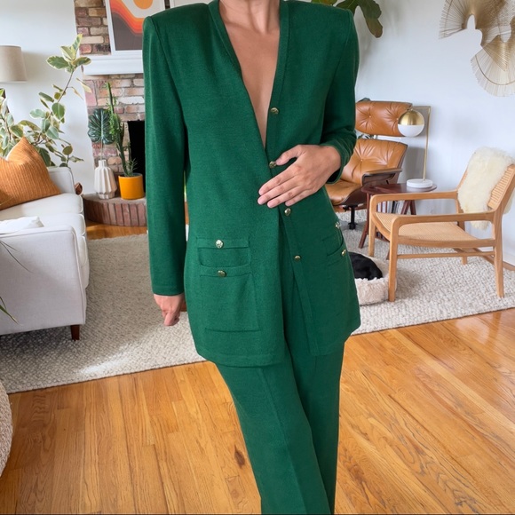 St. John | Pants u0026 Jumpsuits | St John Green Knit Pants Suit | Poshmark